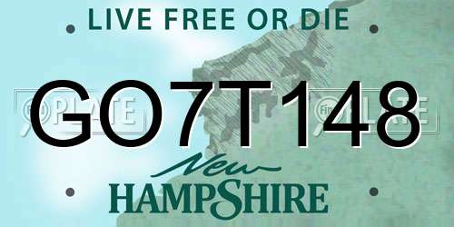 GO7T148 New Hampshire License Plate
