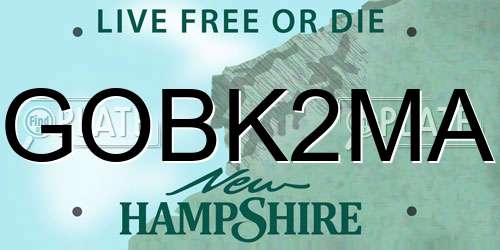 GOBK2MA New Hampshire License Plate