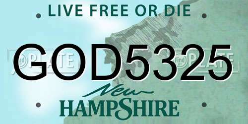 GOD5325 New Hampshire License Plate