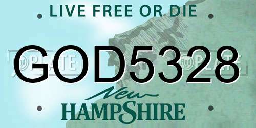 GOD5328 New Hampshire License Plate