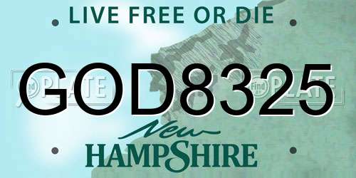 GOD8325 New Hampshire License Plate