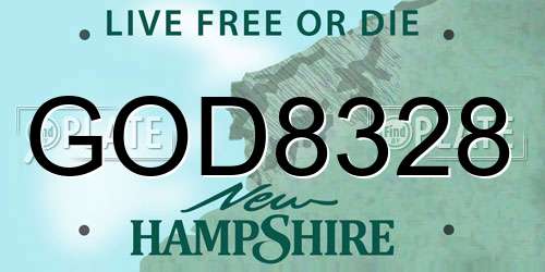GOD8328 New Hampshire License Plate