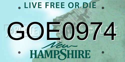 GOE0974 New Hampshire License Plate