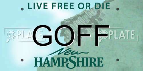 GOFF New Hampshire License Plate