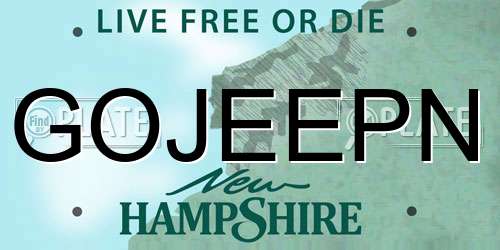 GOJEEPN New Hampshire License Plate