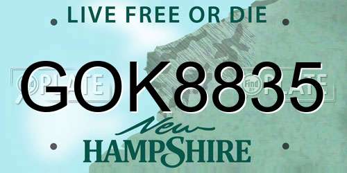 GOK8835 New Hampshire License Plate