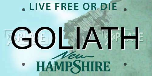 GOLIATH New Hampshire License Plate