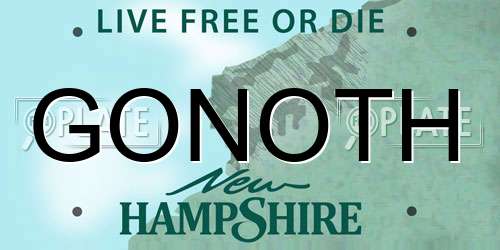 GONOTH New Hampshire License Plate