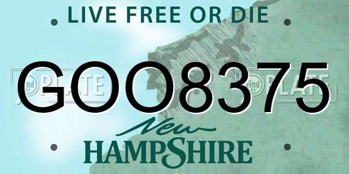 GOO8375 New Hampshire License Plate