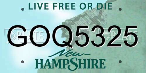 GOQ5325 New Hampshire License Plate