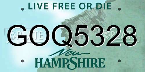 GOQ5328 New Hampshire License Plate