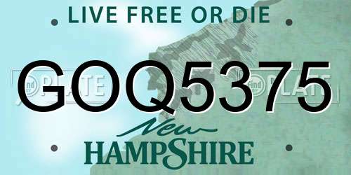 GOQ5375 New Hampshire License Plate