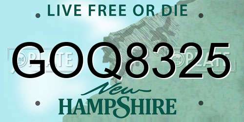 GOQ8325 New Hampshire License Plate