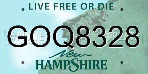 GOQ8328 New Hampshire License Plate