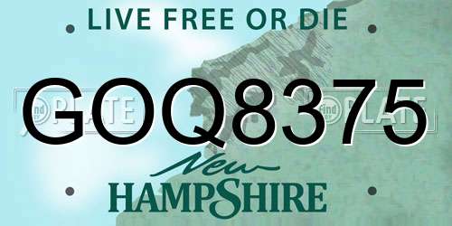 GOQ8375 New Hampshire License Plate