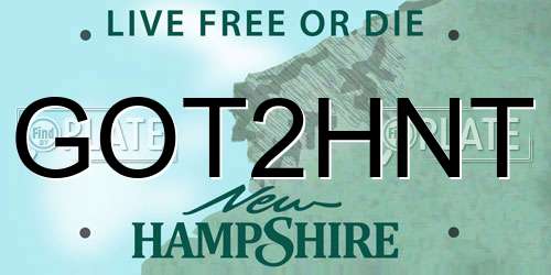 GOT2HNT New Hampshire License Plate