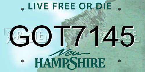 GOT7145 New Hampshire License Plate