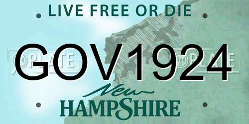 GOV1924 New Hampshire License Plate