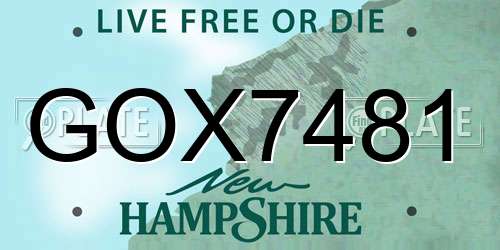 GOX7481 New Hampshire License Plate