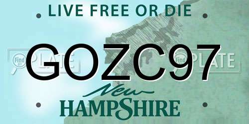 GOZC97 New Hampshire License Plate
