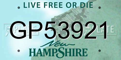 GP53921 New Hampshire License Plate