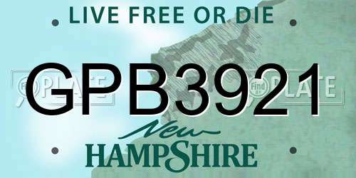 GPB3921 New Hampshire License Plate