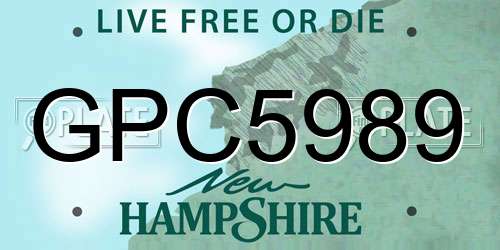 GPC5989 New Hampshire License Plate