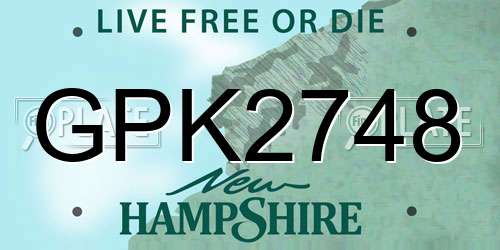 GPK2748 New Hampshire License Plate
