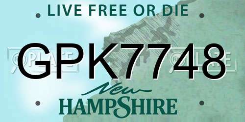 GPK7748 New Hampshire License Plate
