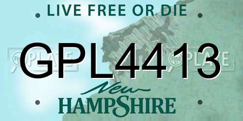 GPL4413 New Hampshire License Plate