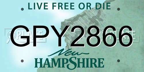 GPY2866 New Hampshire License Plate