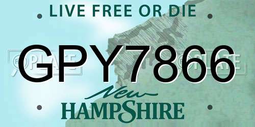 GPY7866 New Hampshire License Plate