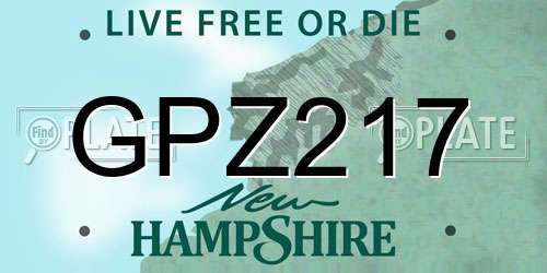 GPZ217 New Hampshire License Plate