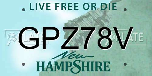 GPZ78V New Hampshire License Plate