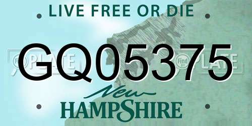 GQ05375 New Hampshire License Plate