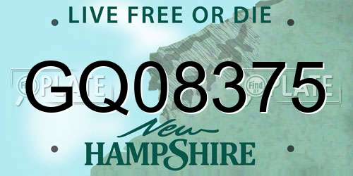 GQ08375 New Hampshire License Plate