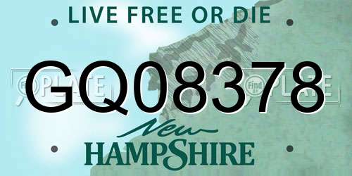 GQ08378 New Hampshire License Plate