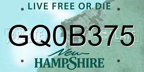 GQ0B375 New Hampshire License Plate