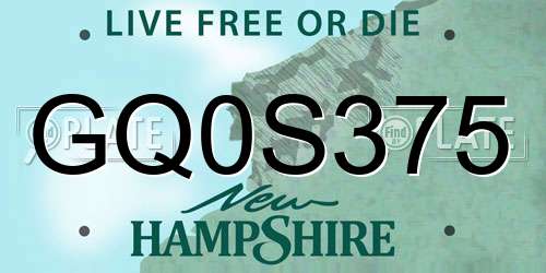 GQ0S375 New Hampshire License Plate
