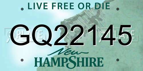 GQ22145 New Hampshire License Plate