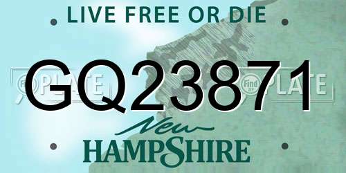GQ23871 New Hampshire License Plate