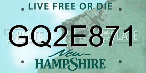 GQ2E871 New Hampshire License Plate