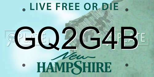 GQ2G4B New Hampshire License Plate