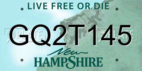 GQ2T145 New Hampshire License Plate
