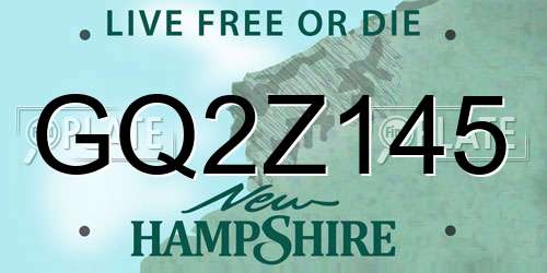 GQ2Z145 New Hampshire License Plate