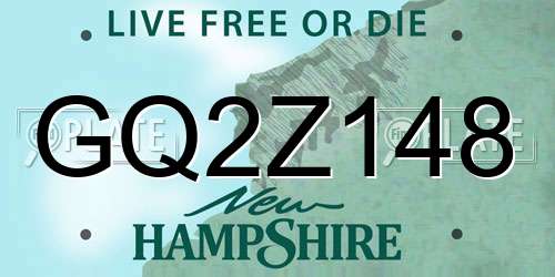 GQ2Z148 New Hampshire License Plate