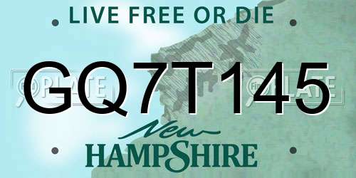 GQ7T145 New Hampshire License Plate