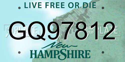 GQ97812 New Hampshire License Plate