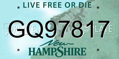 GQ97817 New Hampshire License Plate