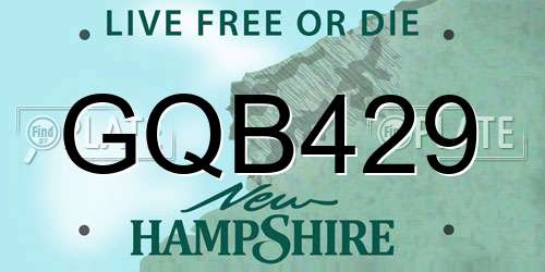 GQB429 New Hampshire License Plate